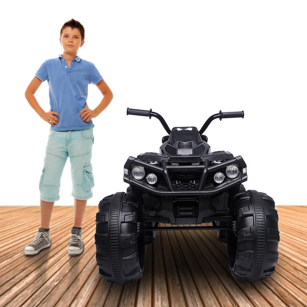 Kids Ride ON Toys 12 Volt Car, Battery Powered Quad Ride ON Cars, 4-Wheeler ATV Ride ON Toy w/ 2 Speed, LED Lights, AUX Jack, Radio, Electric Motorcycle for Boys / Girls, 3-8 Years Old, Black, W1846