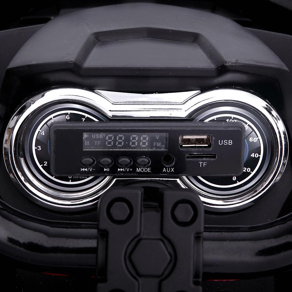 Kids Ride ON Toys 12 Volt Car, Battery Powered Quad Ride ON Cars, 4-Wheeler ATV Ride ON Toy w/ 2 Speed, LED Lights, AUX Jack, Radio, Electric Motorcycle for Boys / Girls, 3-8 Years Old, Black, W1866