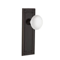 Mission Plate 2-3/8 in. Backset Timeless Bronze Privacy Bed/Bath White Porcelain Door Knob