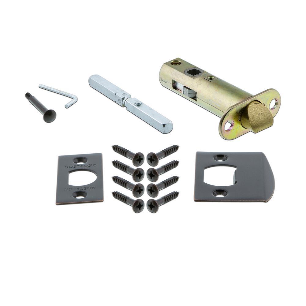 Mission Plate 2-3/8 in. Backset Timeless Bronze Privacy Bed/Bath White Porcelain Door Knob
