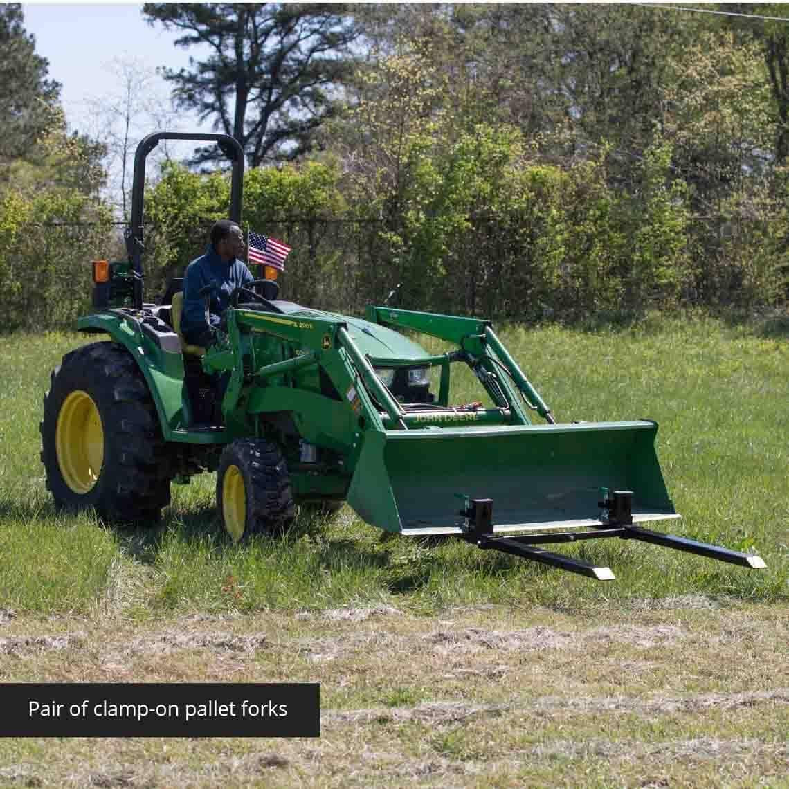 Attachments Medium-Duty 46" Clamp-on Pallet Forks Stabilizer Bar Rated 4,000 LB Loader or Skid Steer