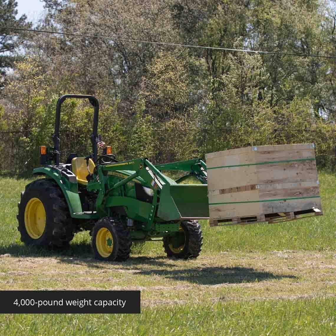 Attachments Medium-Duty 46" Clamp-on Pallet Forks Stabilizer Bar Rated 4,000 LB Loader or Skid Steer
