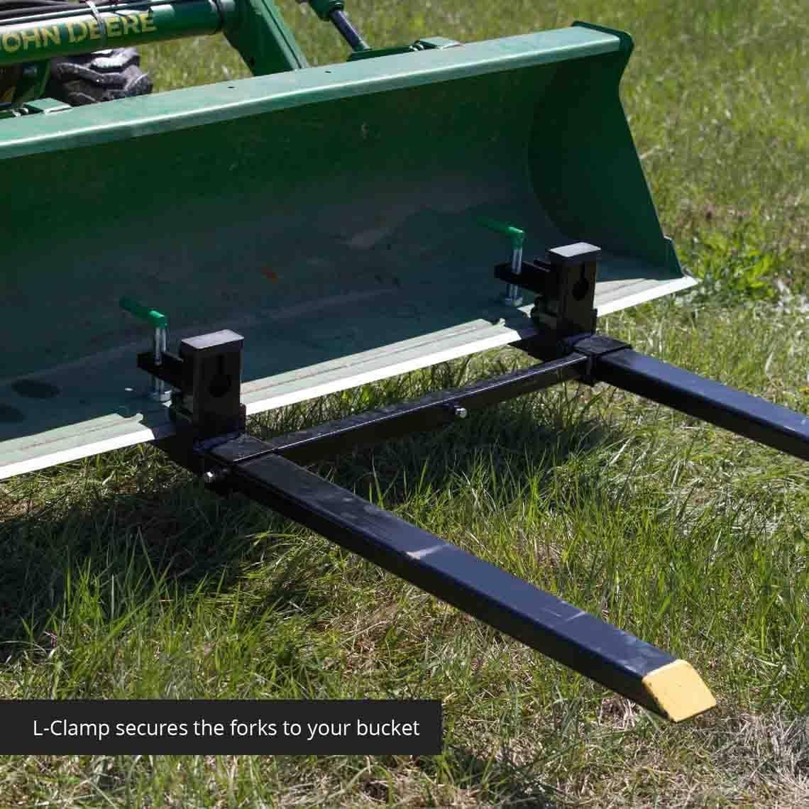 Attachments Medium-Duty 46" Clamp-on Pallet Forks Stabilizer Bar Rated 4,000 LB Loader or Skid Steer