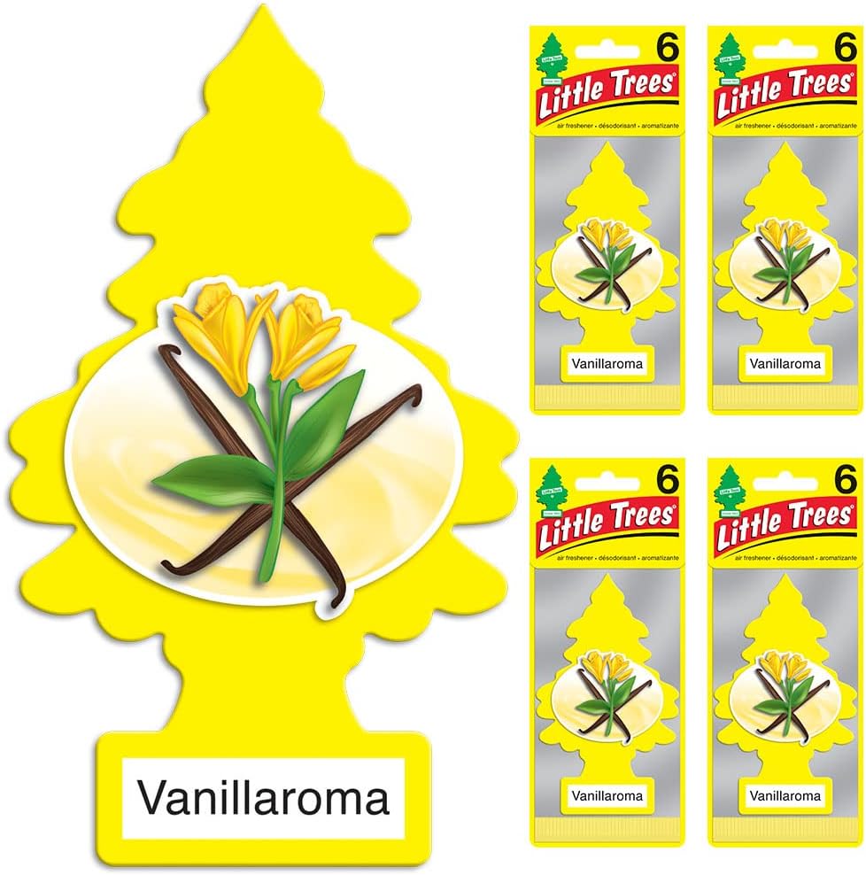 LITTLE TREES Air Fresheners Car Air Freshener. Hanging Tree Provides Long Lasting Scent for Auto or Home. Vanillaroma, 24 Air Fresheners