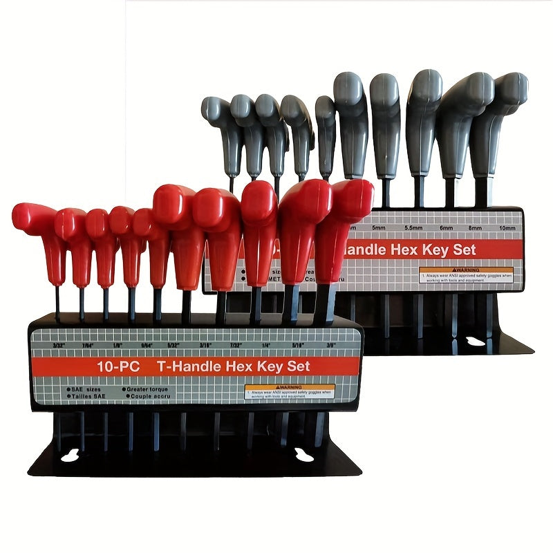 T Handle Hex Key Set Metric And Or SAE 10 To 20pcs Allen Allan Keys T Bar Wrench With Stand