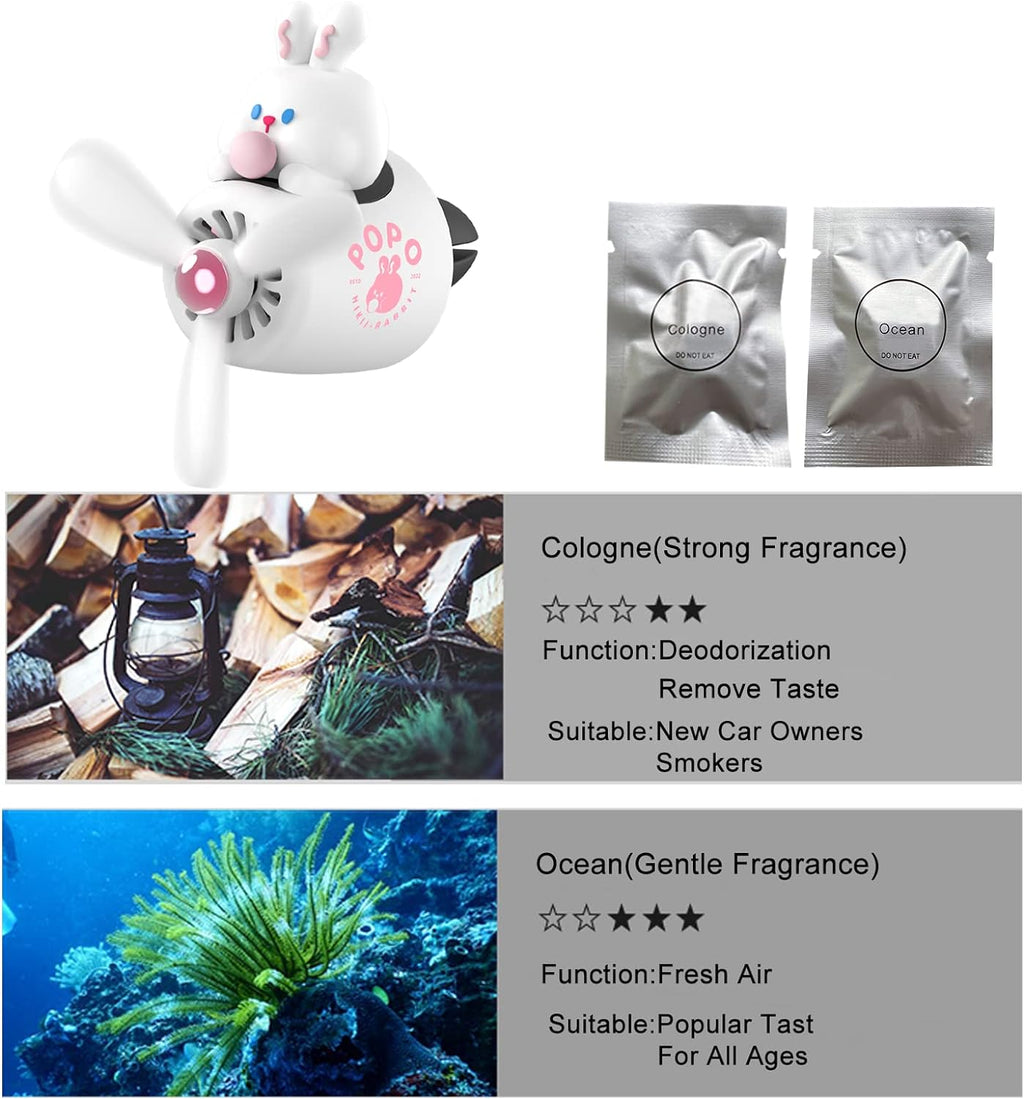 Cacacece Car Air Fresheners Cute Cartoon Rabbit Pilot Car Diffuser Rotating Propeller Auto Air Outlet Creative Car Perfume Fragrance Automotive Decoration Accessories Air Fresheners for Cars