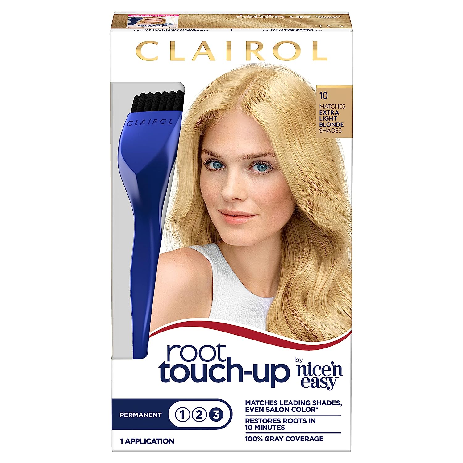 Clairol Root Touch-Up by Nice'n Easy Permanent Hair Dye, 10 Extra Light Blonde Hair Color, Pack of 2