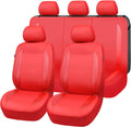 Flying Banner car seat Covers Protects Water Proof Faux Leather Carbon Fiber Fronts Rear Bench Covers (Red Red, Full Set - 8PCS)