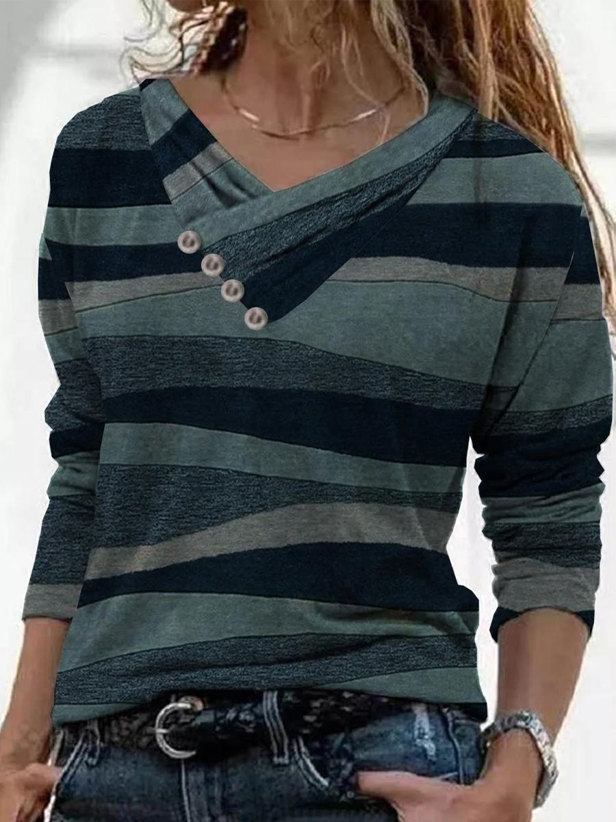 Casual Print Crew Neck Long Sleeves T-shirt