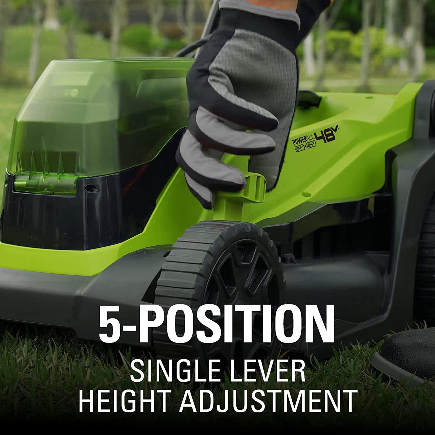 Greenworks 48V 14" Brushless Cordless Lawn Mower, (2) 4.0Ah USB Batteries (USB Hub) and Dual Port Rapid Charger Included (2 x 24V)