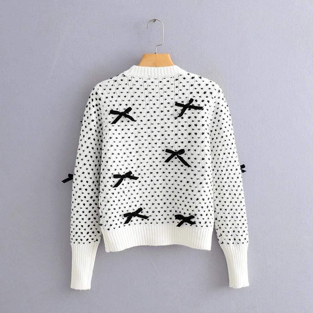 round neck heart sweater
