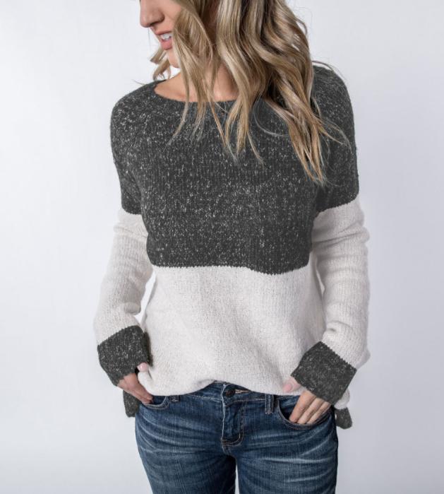 Fashion Round Neck Long Sleeved Sweater