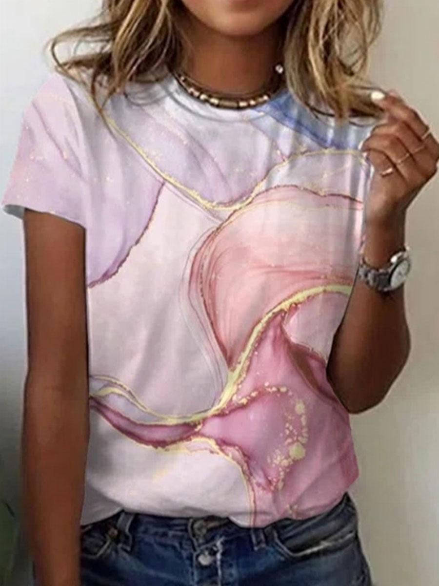 Casual Print Crew Neck Short Sleeve T-Shirt