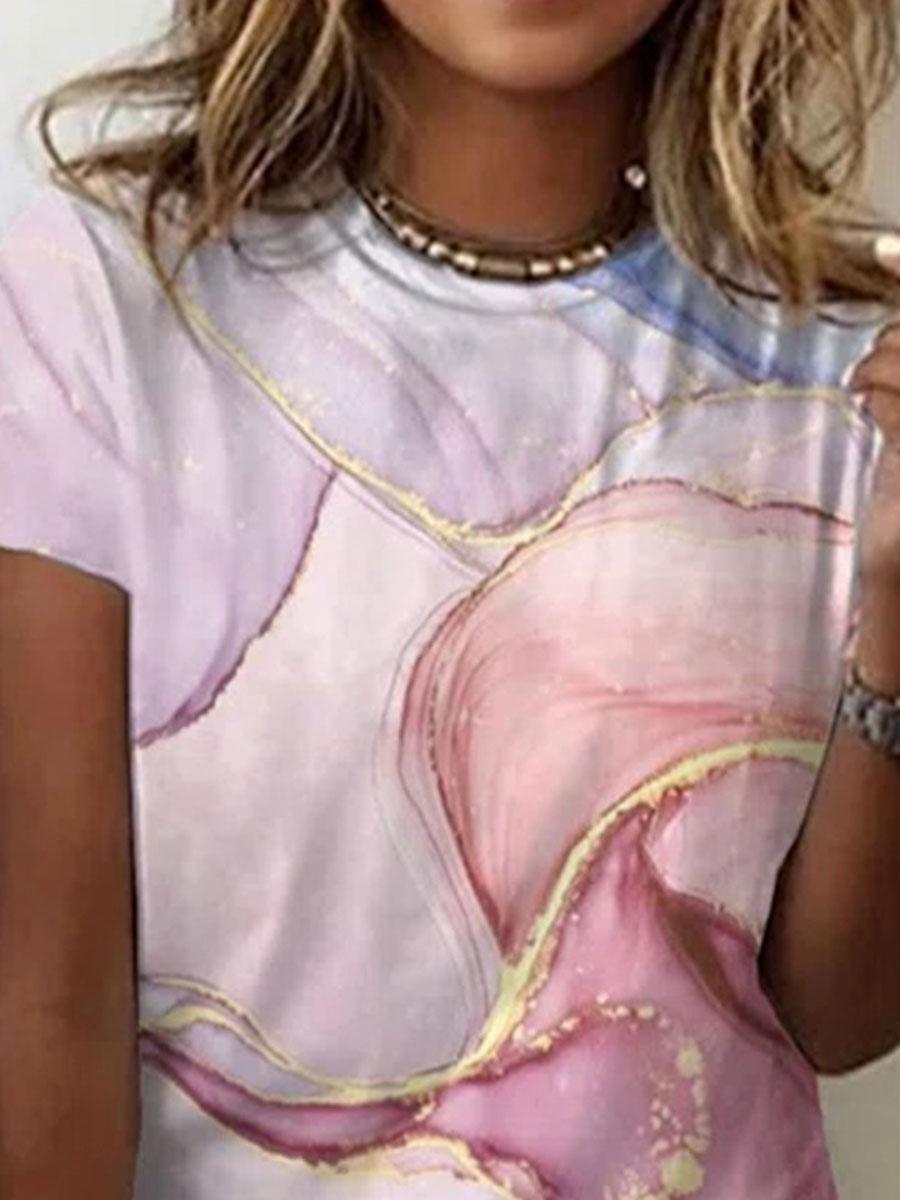 Casual Print Crew Neck Short Sleeve T-Shirt