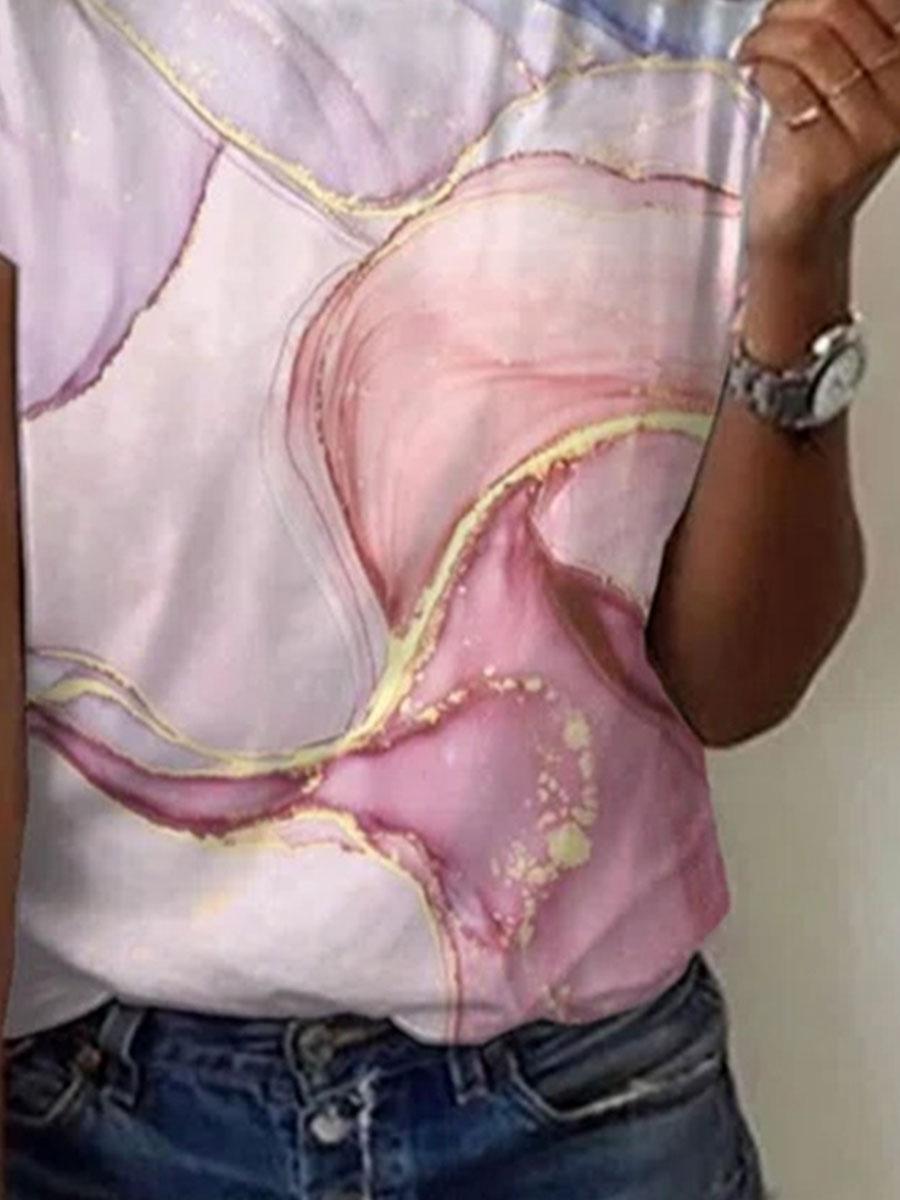 Casual Print Crew Neck Short Sleeve T-Shirt