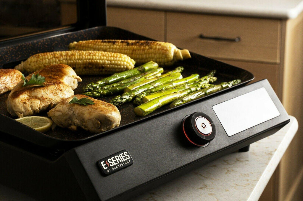 Electric Tabletop Griddle Portable 17in W Hood LarLCD Digital Indoor Outdoor