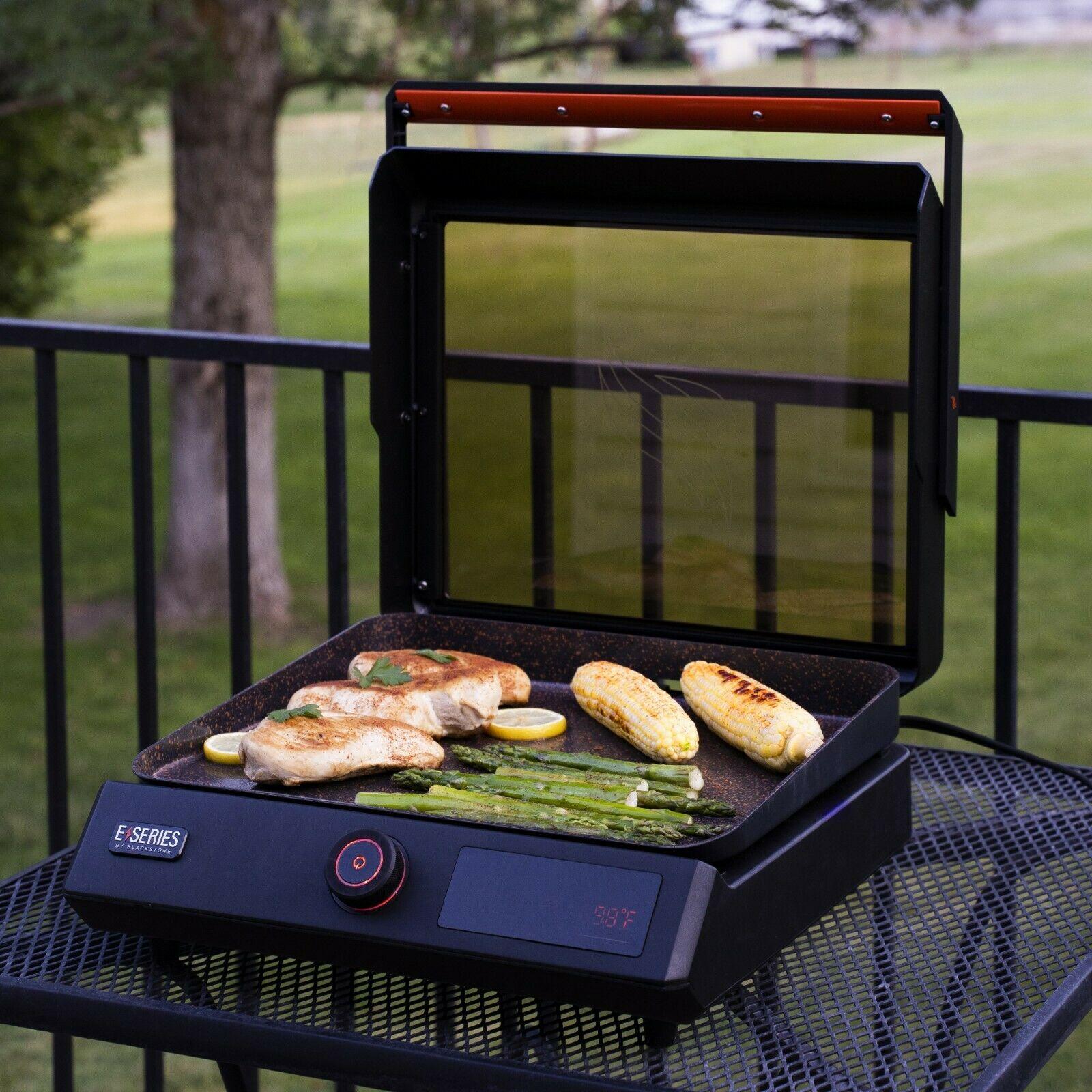 Electric Tabletop Griddle Portable 17in W Hood LarLCD Digital Indoor Outdoor