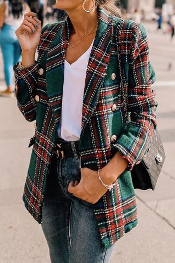 Double-Breasted Grid Lapel Suit