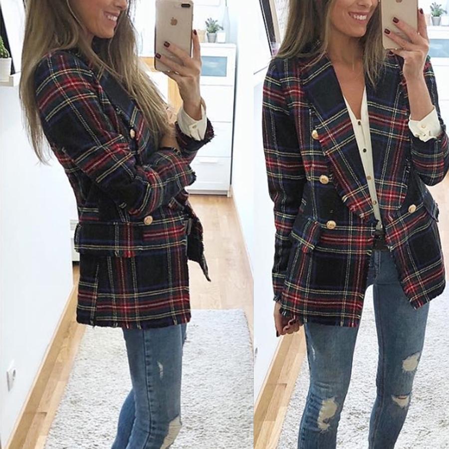Double-Breasted Grid Lapel Suit