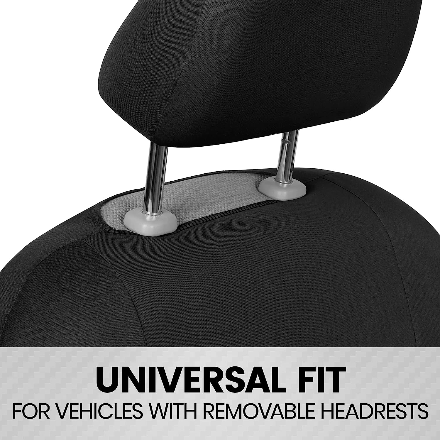 BDK PolyPro Seat Covers Full Set in Solid Black – Front and Rear Split Bench Covers, Easy to Install for Auto Trucks Van SUV Car