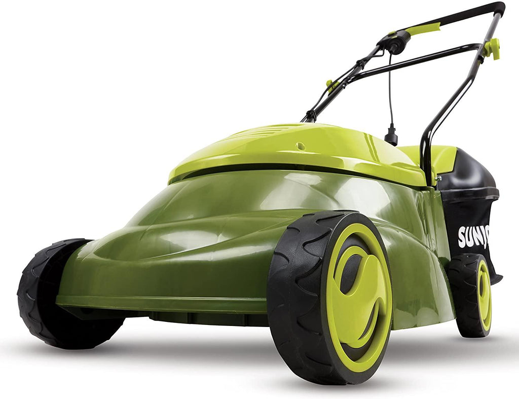 Sun Joe MJ401E-PRO Electric Lawn Mower w/Collapsible Handle, 3-Position Height Control, 10.6-Gallon Bag and Side Discharge Chute, 14"/13 Amp, Green