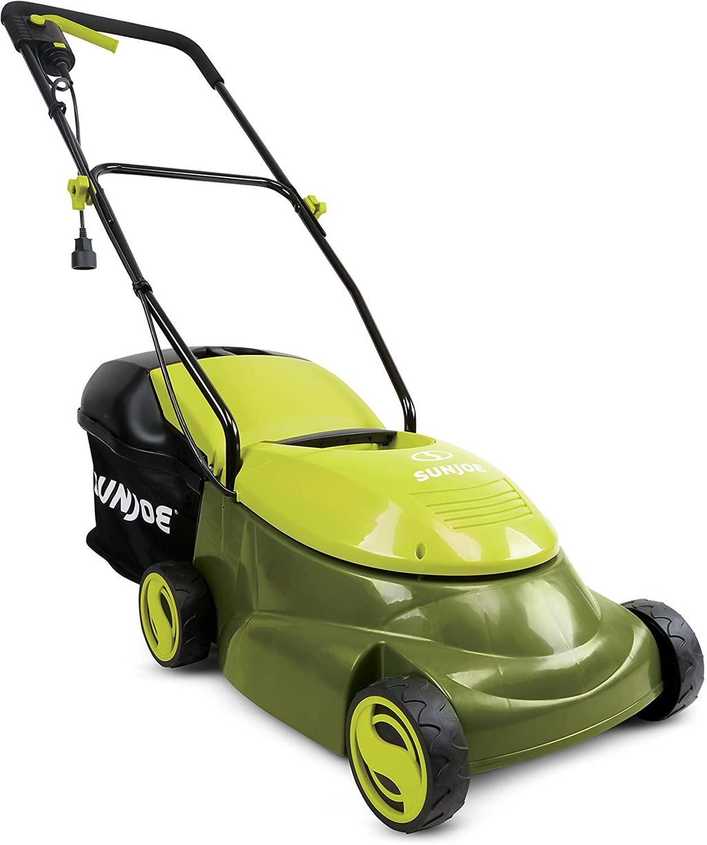 Sun Joe MJ401E-PRO Electric Lawn Mower w/Collapsible Handle, 3-Position Height Control, 10.6-Gallon Bag and Side Discharge Chute, 14"/13 Amp, Green