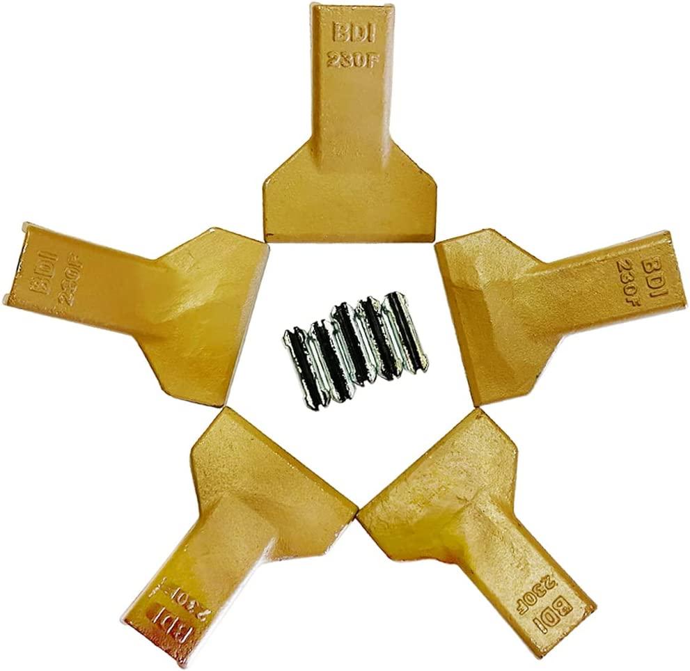 BDI Wear Parts 5 Pack 230F Heavy Flare BDI Tooth Company Bucket Teeth + 23FP Flexpins for Mini Excavator Backhoe Loader