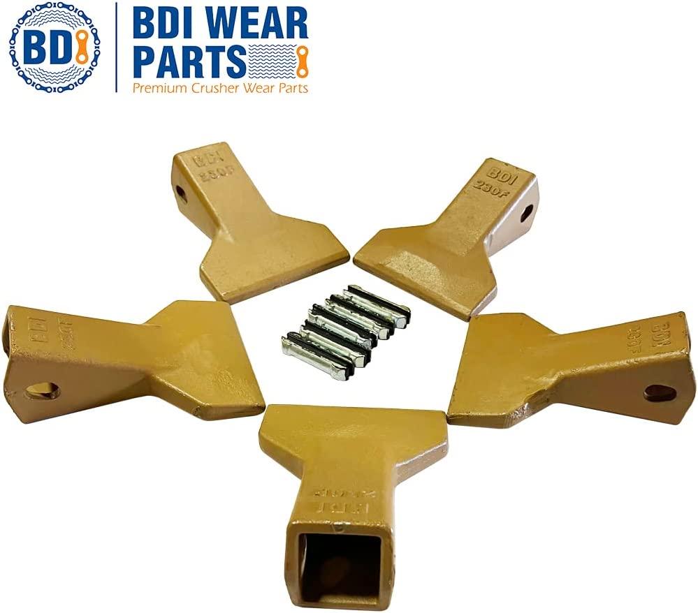 BDI Wear Parts 5 Pack 230F Heavy Flare BDI Tooth Company Bucket Teeth + 23FP Flexpins for Mini Excavator Backhoe Loader