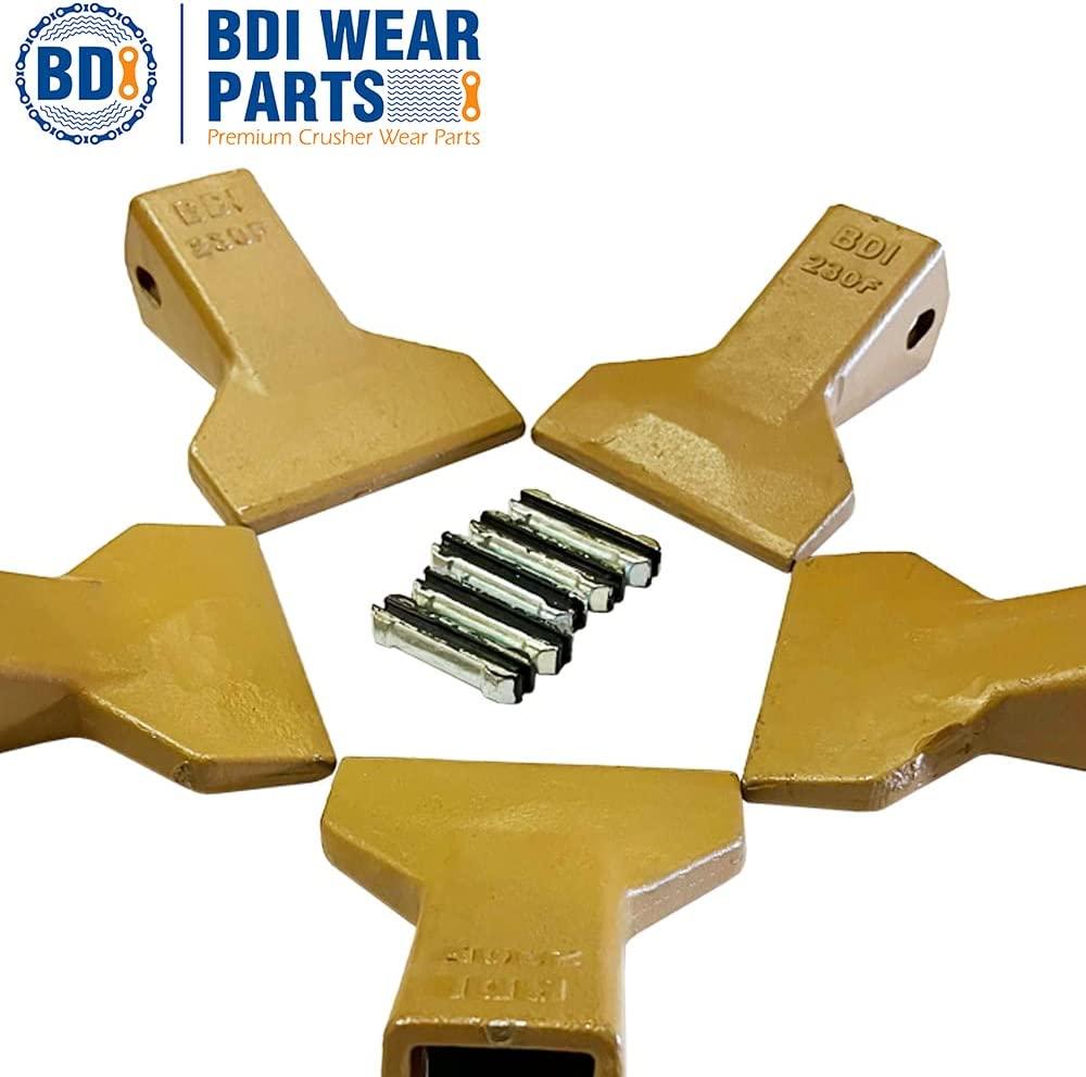 BDI Wear Parts 5 Pack 230F Heavy Flare BDI Tooth Company Bucket Teeth + 23FP Flexpins for Mini Excavator Backhoe Loader
