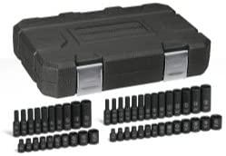 48 PIece 1/4"" Drive 6 Point SAE/Metric Standard and Deep Impact Socket Set Tools Equipment Hand Tools