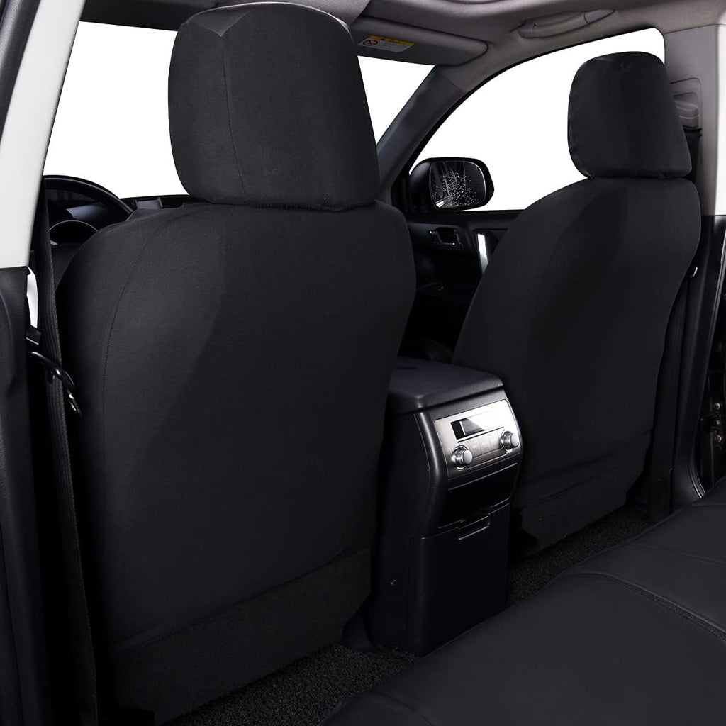 Flying Banner car seat Covers Protects Water Proof Faux Leather Carbon Fiber Front and Rear Bench (Black Black, Full Set - 9PCS)
