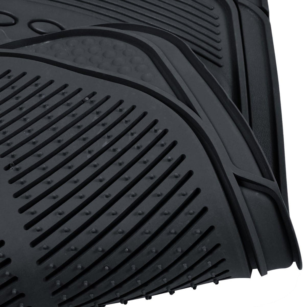 BDK Original ProLiner 2 Piece Front Heavy Duty Front &amp; Rear Rubber Floor Mats for Car SUV Van &amp; Truck, Black - All Weather Floor Protection Fits Most Vehicles