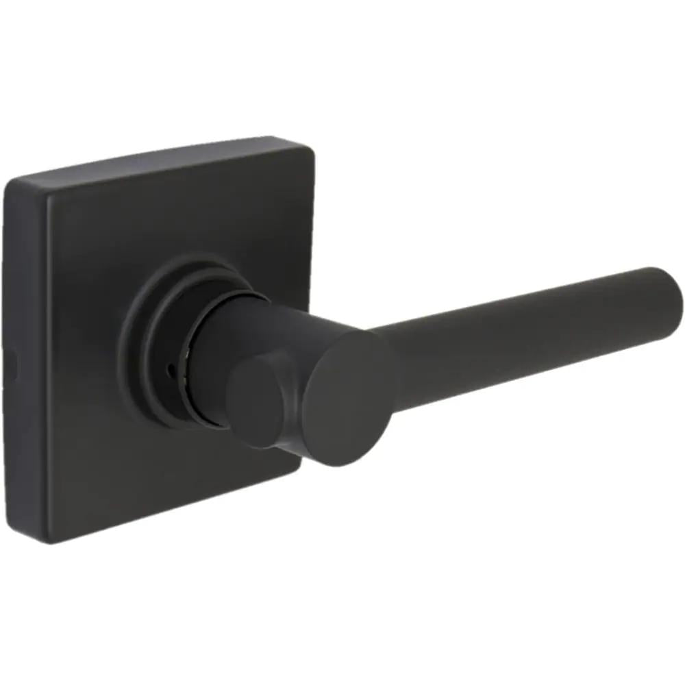 Highland Matte Black Hall and Closet Door Lever with Square Rose