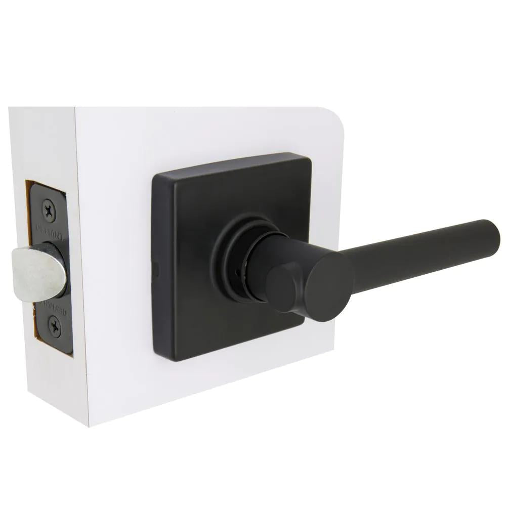 Highland Matte Black Hall and Closet Door Lever with Square Rose