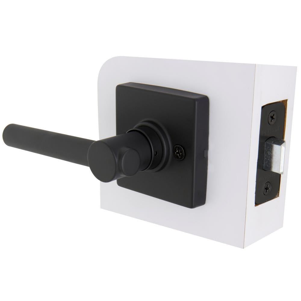 Highland Matte Black Hall and Closet Door Lever with Square Rose