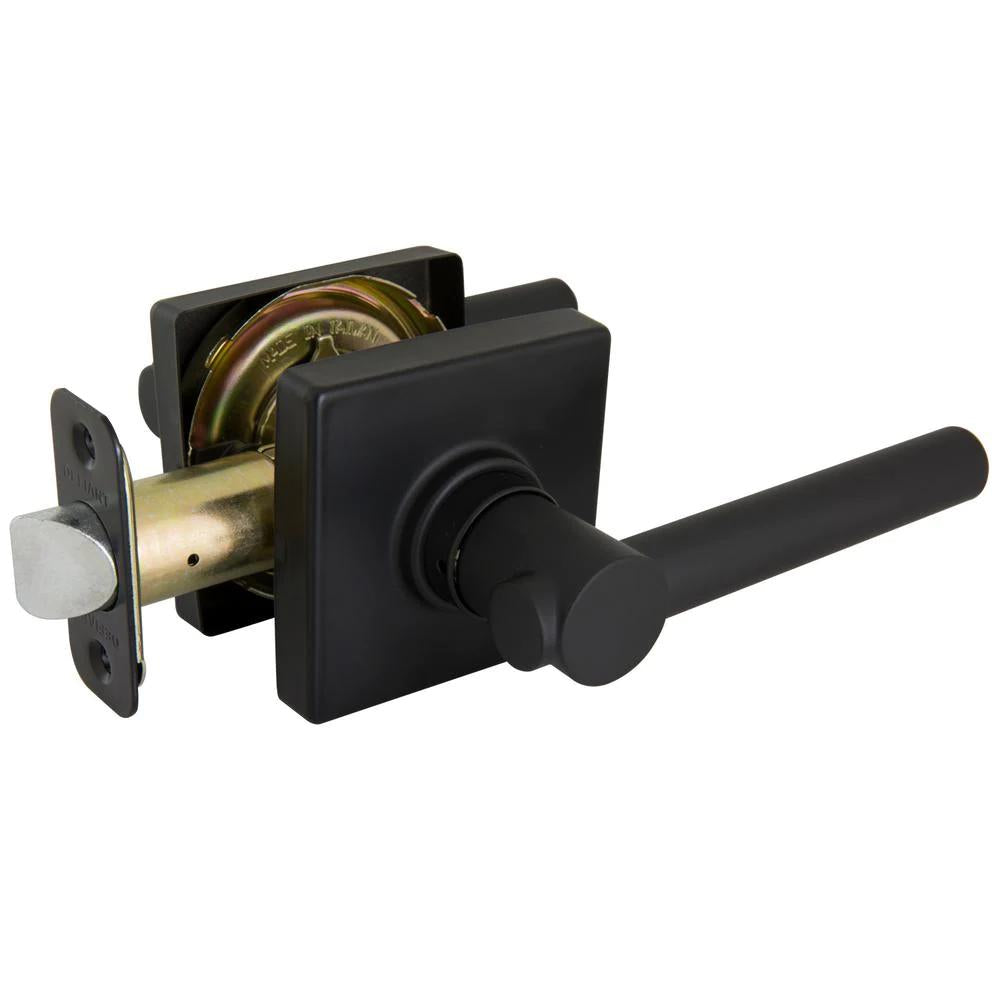 Highland Matte Black Hall and Closet Door Lever with Square Rose