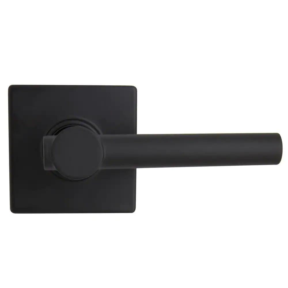 Highland Matte Black Hall and Closet Door Lever with Square Rose