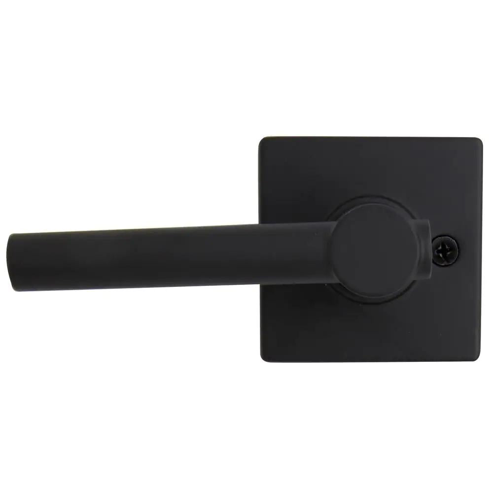Highland Matte Black Hall and Closet Door Lever with Square Rose