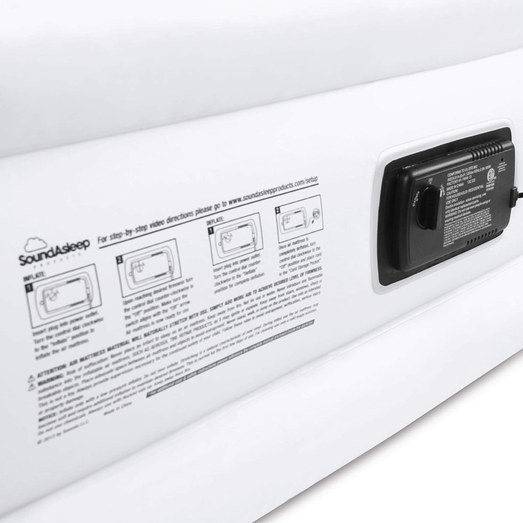 SoundAsleep Dream Series Luxury Air Mattress with ComfortCoil Technology &amp; Built-in High Capacity Pump for Home &amp; Camping- Double Height, Adjustable, Inflatable Blow Up, Portable - Queen Size
