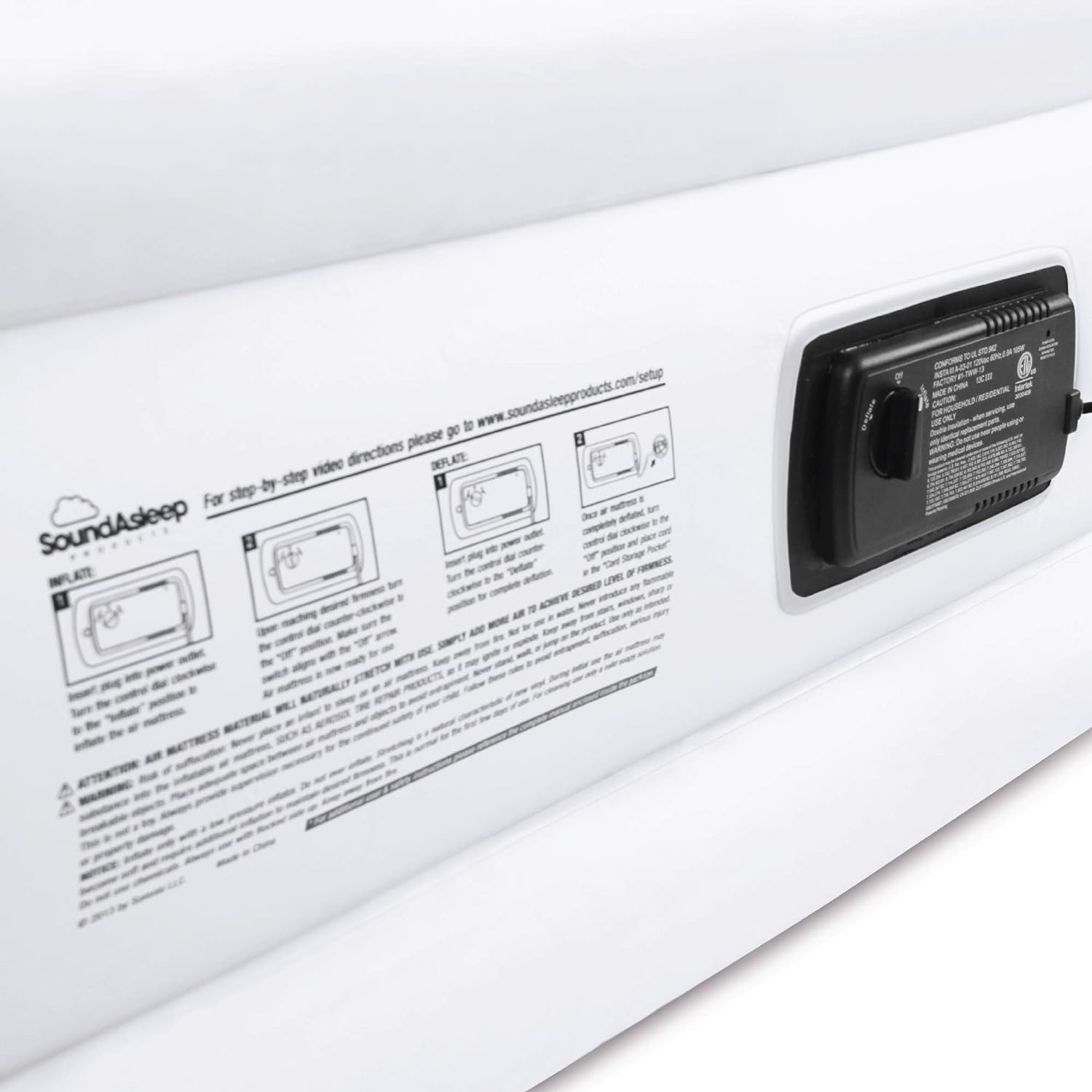 SoundAsleep Dream Series Luxury Air Mattress with ComfortCoil Technology &amp; Built-in High Capacity Pump for Home &amp; Camping- Double Height, Adjustable, Inflatable Blow Up, Portable - Queen Size