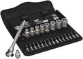 W05004017001 8100 SA 7 Zyklop Metal Ratchet Set with Push-Through Square, 1/4" Drive, Metric, 28 Pieces