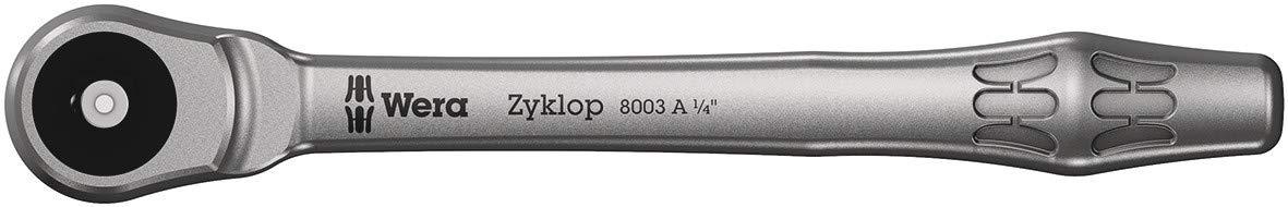W05004017001 8100 SA 7 Zyklop Metal Ratchet Set with Push-Through Square, 1/4" Drive, Metric, 28 Pieces