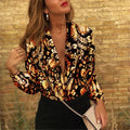 Autumn And Winter Fashion V Collar Print Long-Sleeved Shirt