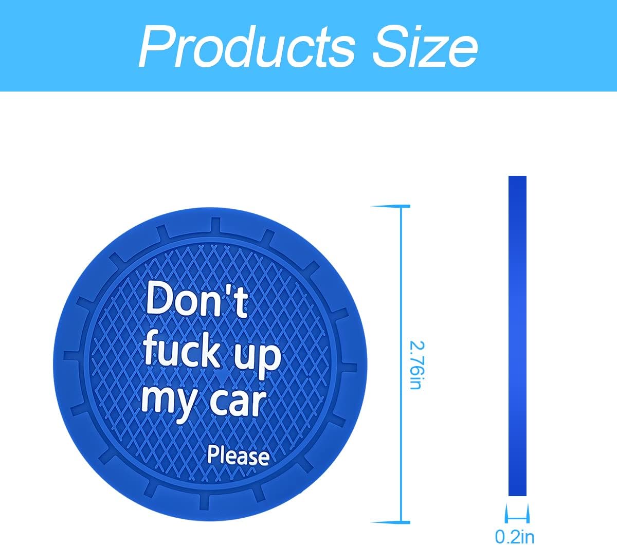 8sanlione Car Cup Coaster, 4Pcs 2.75 Inch Auto Cup Holder Insert Coasters, Non-Slip Waterproof Embedded Drink Mat, Automotive Interior Accessories for Men and Women (D Blue/4PCS)
