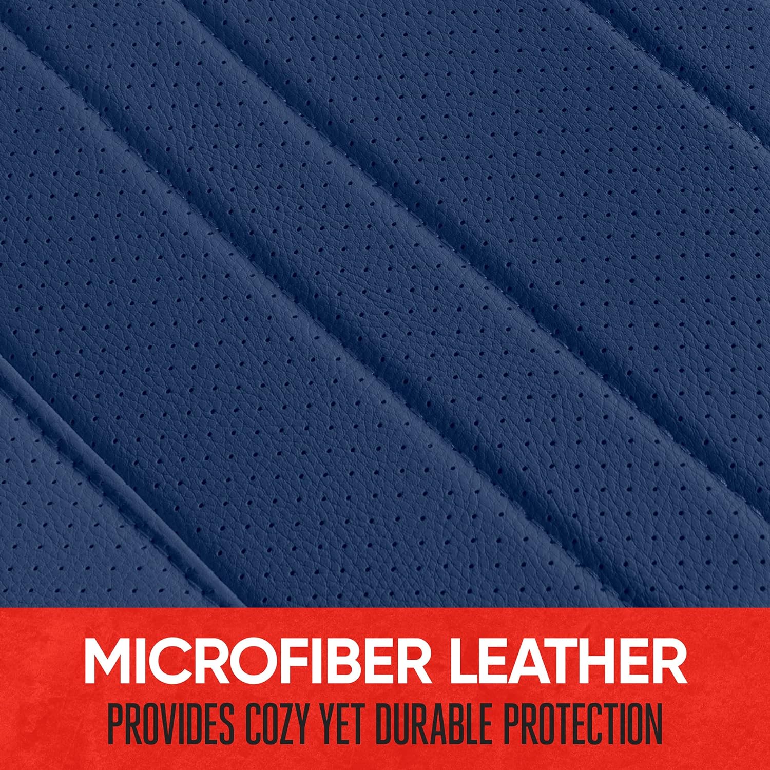 Motor Trend Seat Cover for Cars Trucks SUV, Faux Leather Rear Bench Blue Padded Car Seat Cover with Storage Pockets, Premium Interior Car Seat Cover
