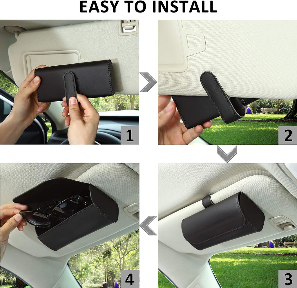 Accmor Sunglasses Holder for Car Sun Visor, Auto Eyeglasses Organizer Box, Vehicle Visor Accessories Glasses Protective Storage Case for Woman Man