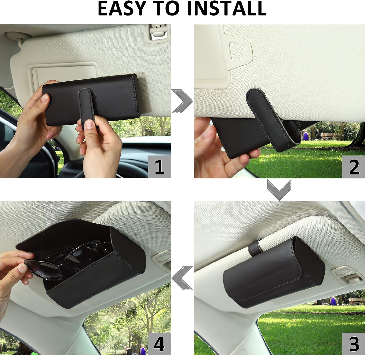 Accmor Sunglasses Holder for Car Sun Visor, Auto Eyeglasses Organizer Box, Vehicle Visor Accessories Glasses Protective Storage Case for Woman Man