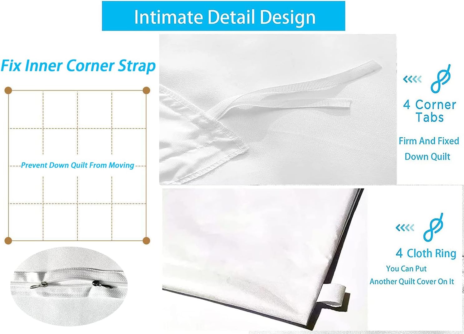 Duvet Protectors for Protective Cover Waterproof Washable Breathable Comforter Duvet Cover with Inner Corner Ties,Zipper Incontinence Care Bedding. (King,White)