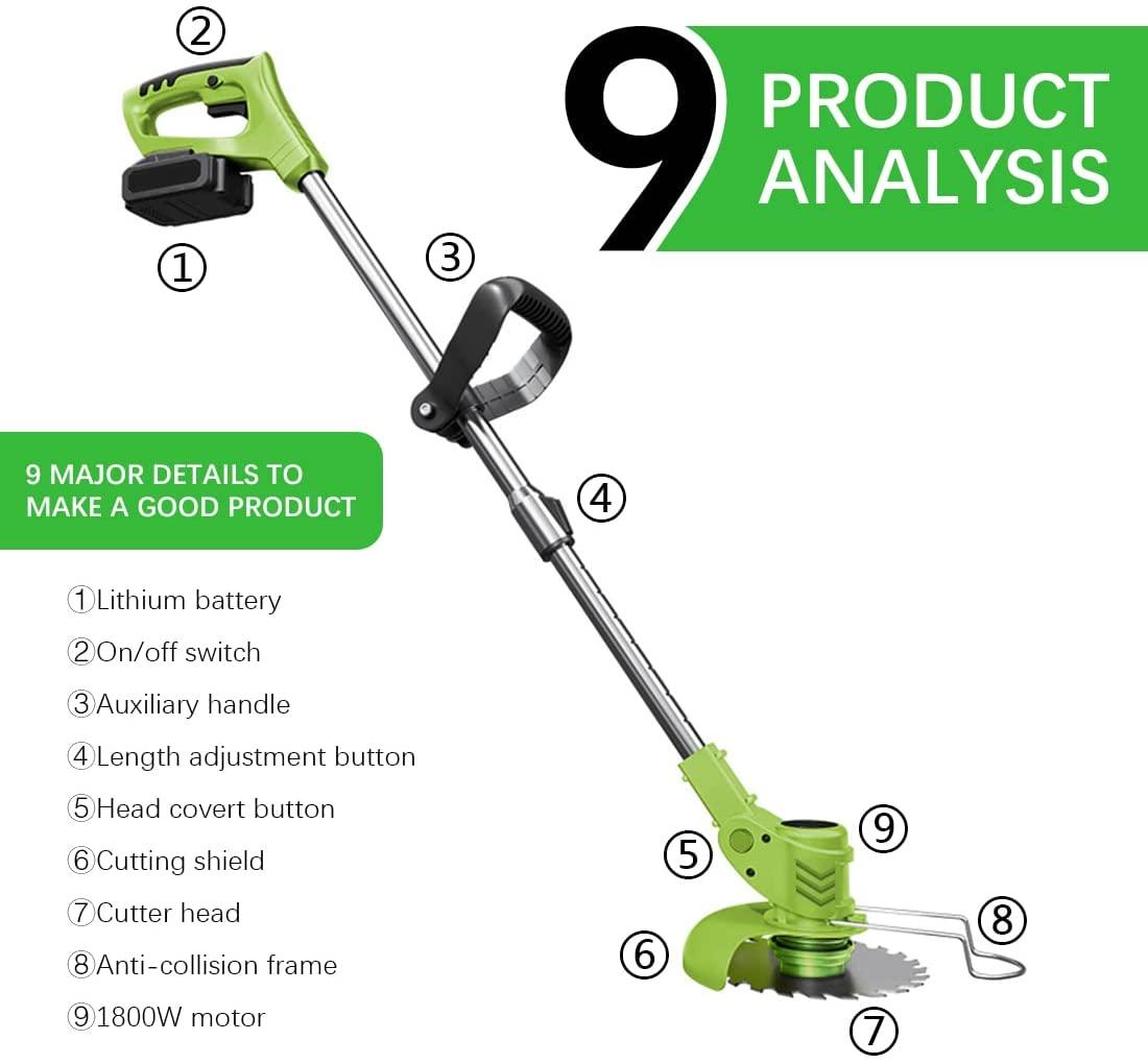 24V Electric Weed Eater，ego String Trimmer，Grass Trimmer，Weed Wacker Cordless，Weed Wacker，Garden, Lawn Trimming Tools, Lithium Battery Tools