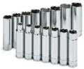 S K Hand Tools SKT1945 .50in. Drive 6 Point Metric Deep Socket Set - 15 Pieces